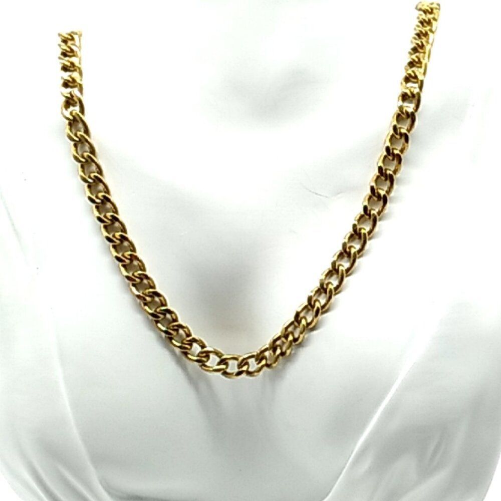 St. STEB Miami Cuban Link Gold Plated Chain Necklace 23" Signed Fold-over Clasp